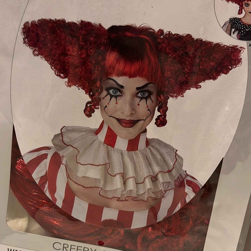 Red Curly Geometric Wig